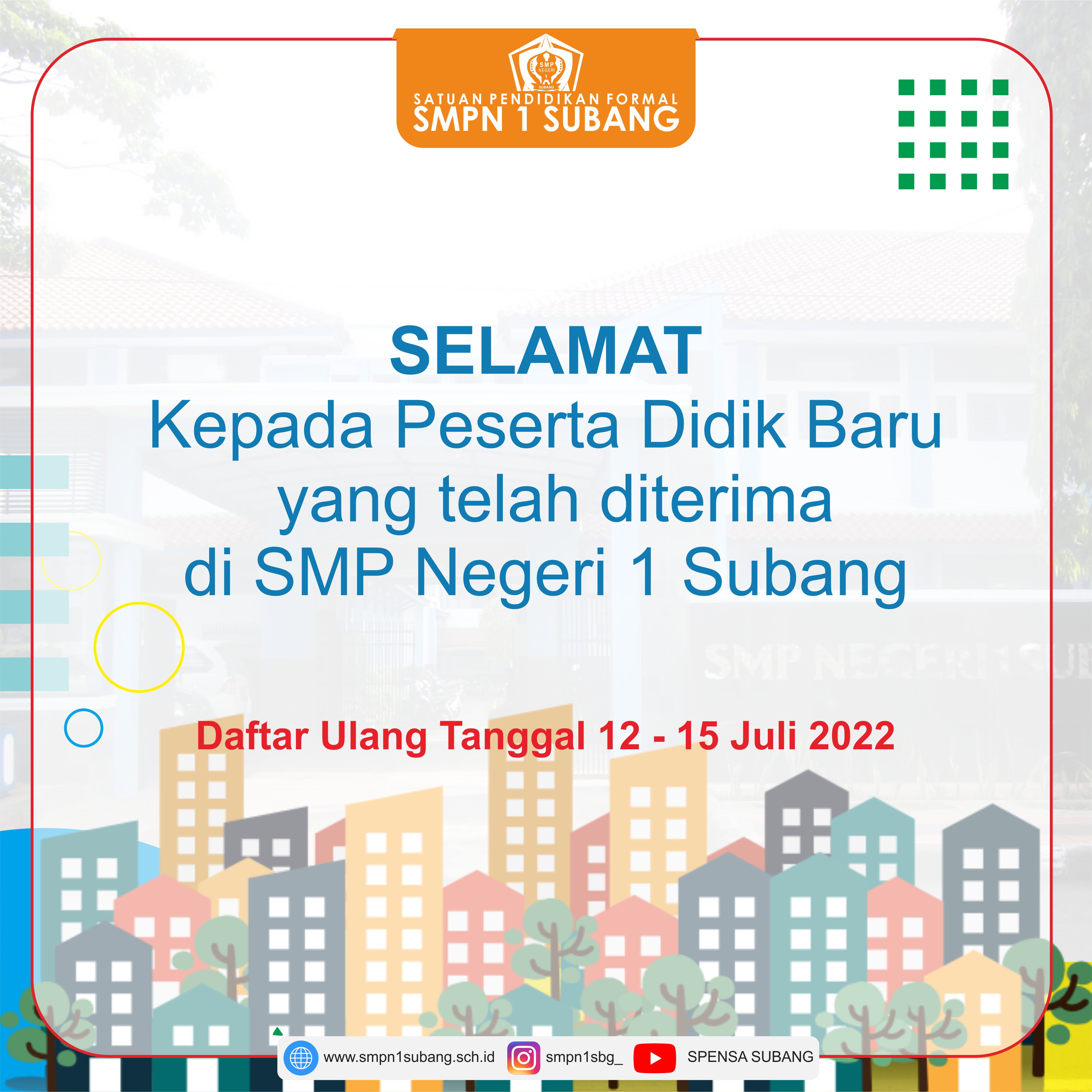 SMP Negeri 1 Subang : Pengumuman Peserta Didik Baru yang diterima Tahun Pelajaran 2022/2023